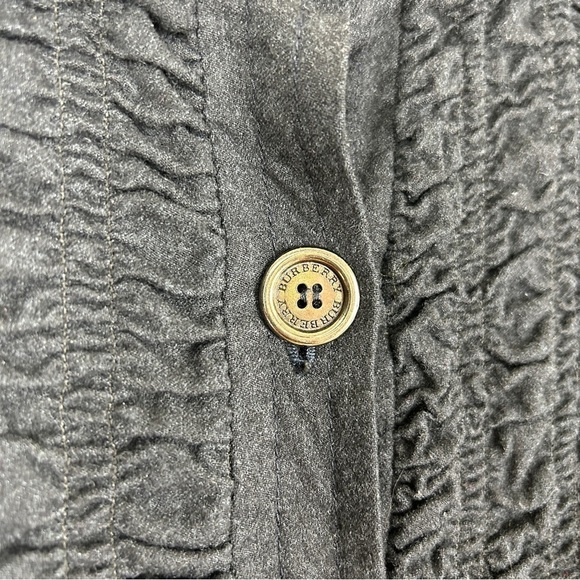 VINTAGE Burberry Gray Wool collared button down jacket - Picture 9 of 10